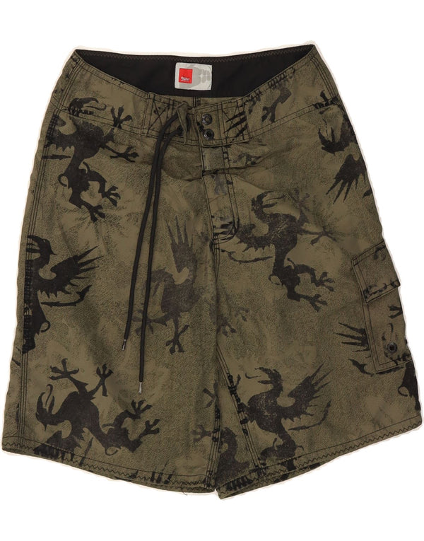MOSSIMO Mens Swimming Shorts Small  Khaki Animal Print Polyester