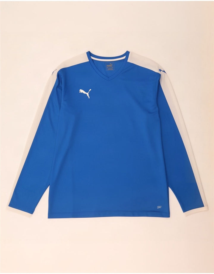 Maglia Puma da uomo a maniche lunghe 2XL blu in poliestere color block