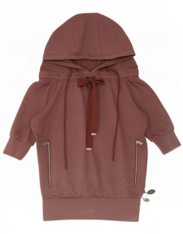 Felpa con cappuccio oversize a maniche corte da donna Adidas UK 14 Marrone medio