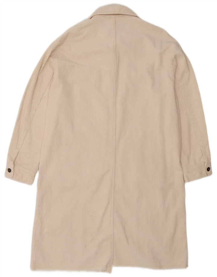 Cappotto in velluto a coste da donna Zara UK 12 cotone bianco sporco medio