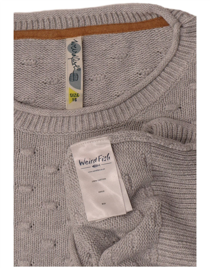 Maglione maglione con scollo a barca da donna White Stuff UK 16 Grande cotone grigio