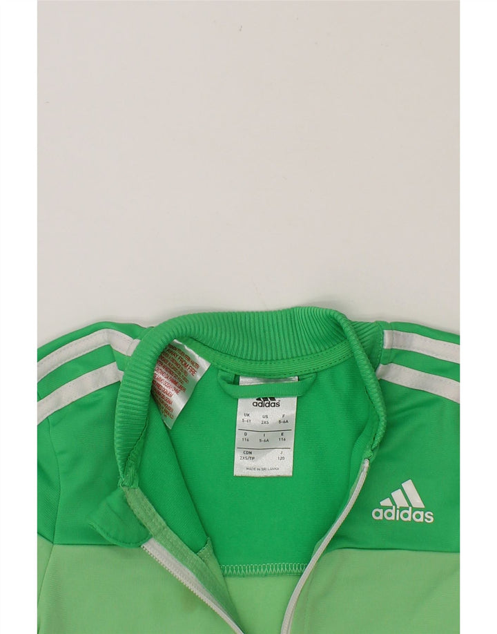 ADIDAS Girls Tracksuit Top Jacket 5-6 Years Green Polyester Vintage Adidas and Second-Hand Adidas from Messina Hembry 