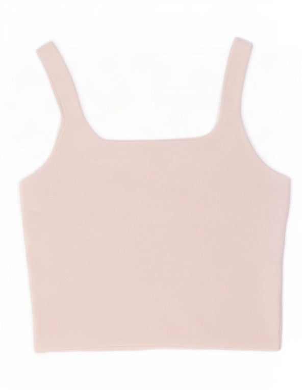 Canotta corta da donna Zara UK 14 grande poliestere bianco