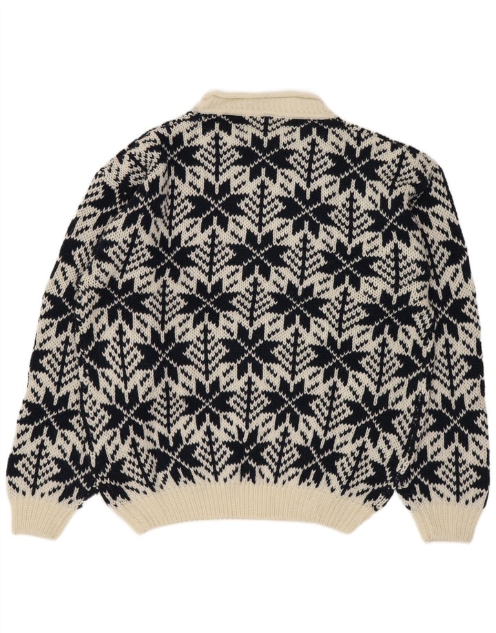 Maglione vintage da uomo con collo dolcevita IT 52/54 Grande nero geometrico