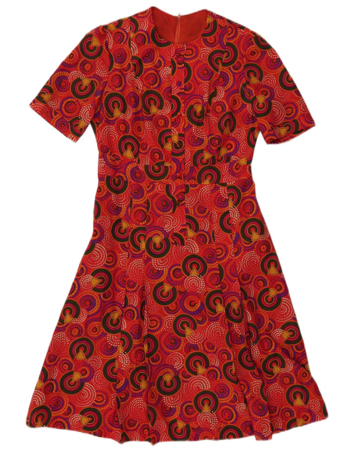 Abito a trapezio da donna VINTAGE IT 46 Grande rosso geometrico