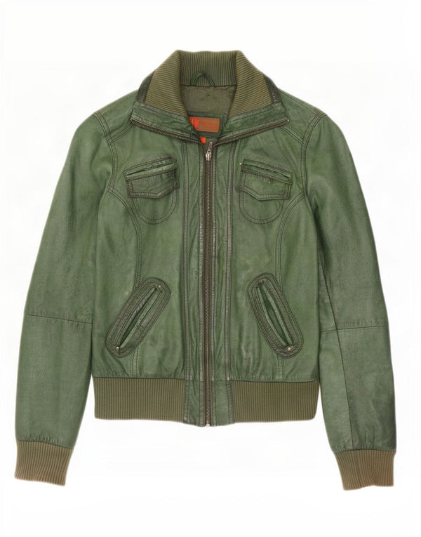 Giacca in pelle da donna Helium UK 12 verde medio
