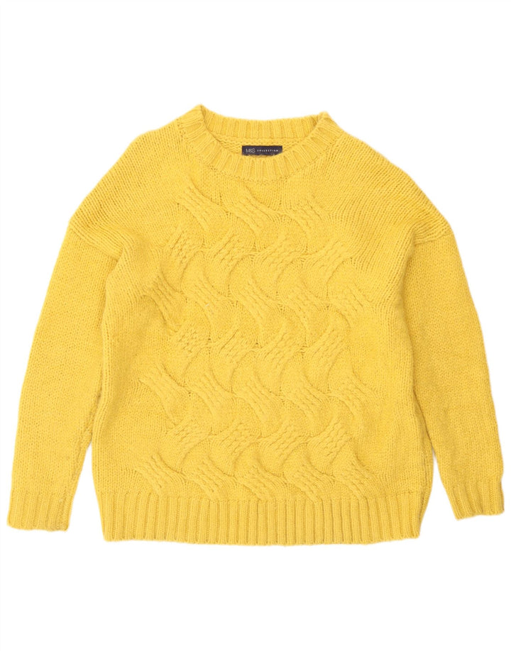 Maglione maglione girocollo da donna Marks & Spencer UK 14 Acrilico giallo medio