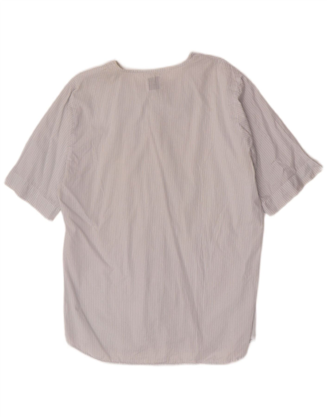 Camicia Benetton Donna Manica Corta IT 44 Blu Medio Gessato