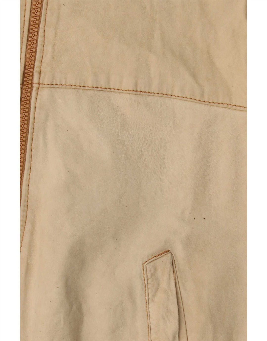Giacca bomber in pelle vintage da donna UK 14 beige medio