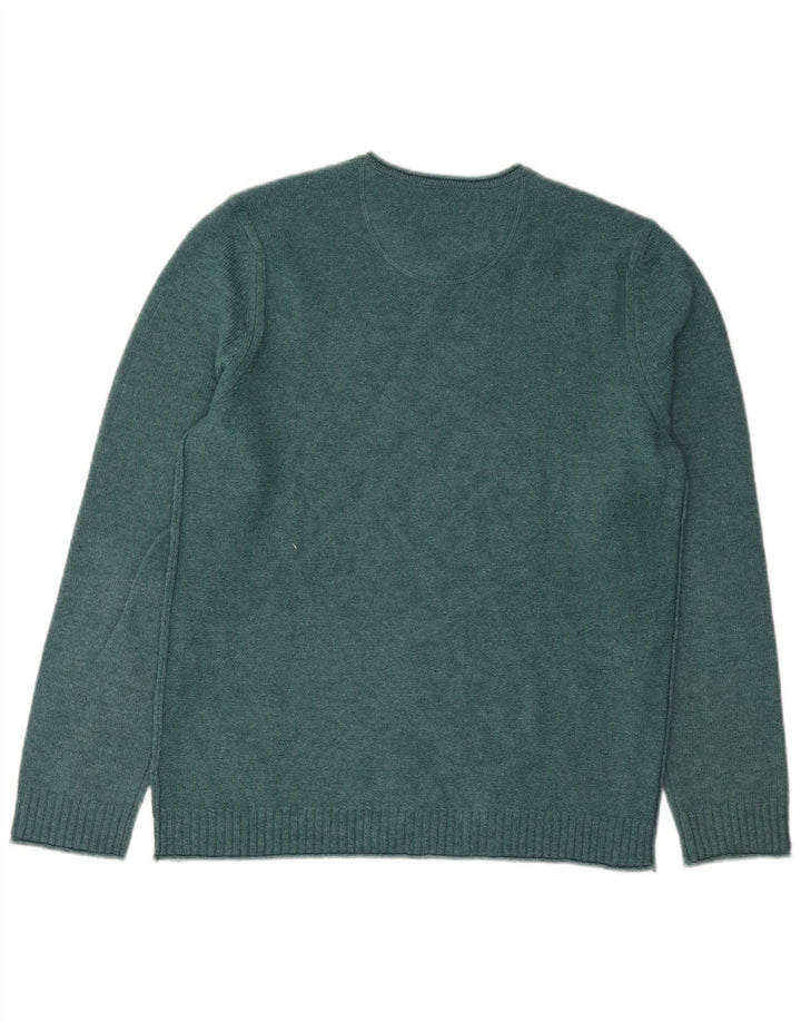Maglione da uomo con scollo a V di White Stuff Lana d'agnello verde medio
