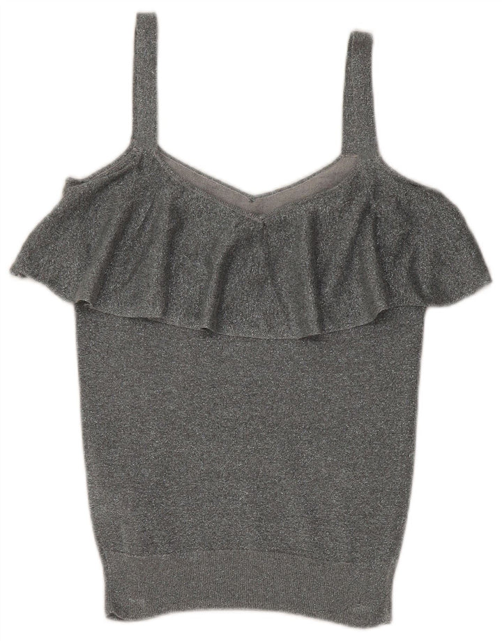 Canotta corta da donna Oasis UK 6 XS Viscosa chiazzata argento