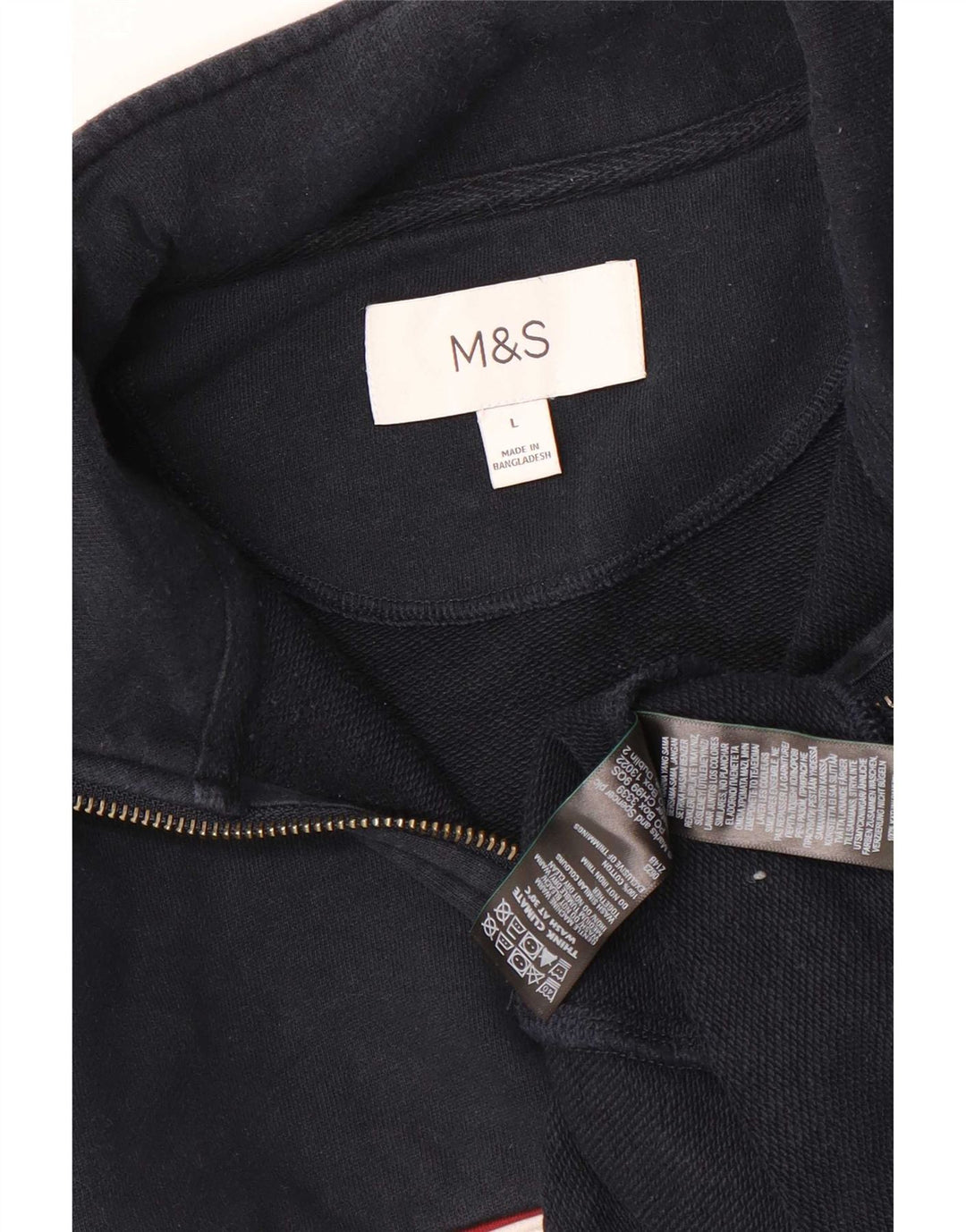 Felpa da uomo Marks & Spencer con zip e collo, maglione grande, blu navy, color block
