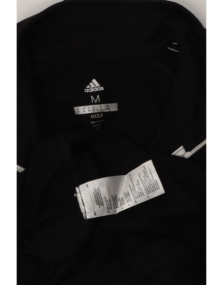 Top della tuta da ginnastica Adidas da uomo con zip e collo, poliestere nero medio