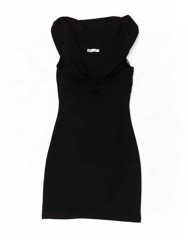 Abito tubino senza maniche da donna Zara UK 8 piccolo in cotone nero