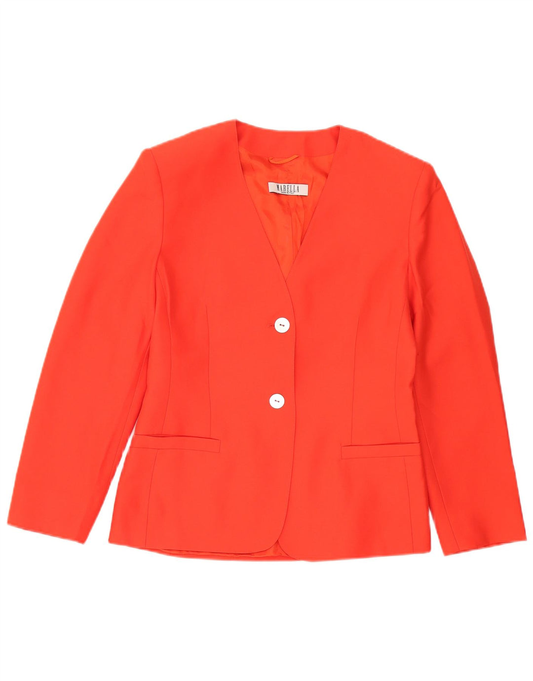 Giacca blazer da donna a 2 bottoni Marella UK 16 grande lana vergine arancione