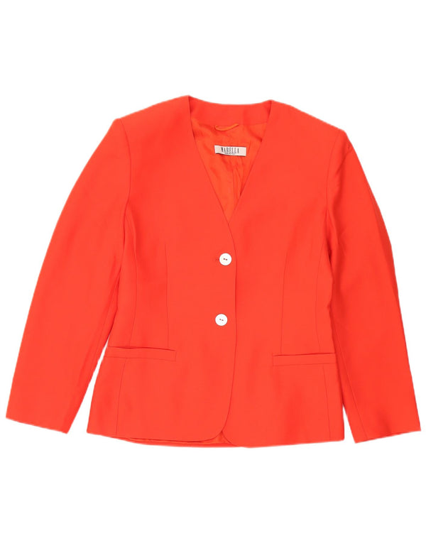 Giacca blazer da donna a 2 bottoni Marella UK 16 grande lana vergine arancione