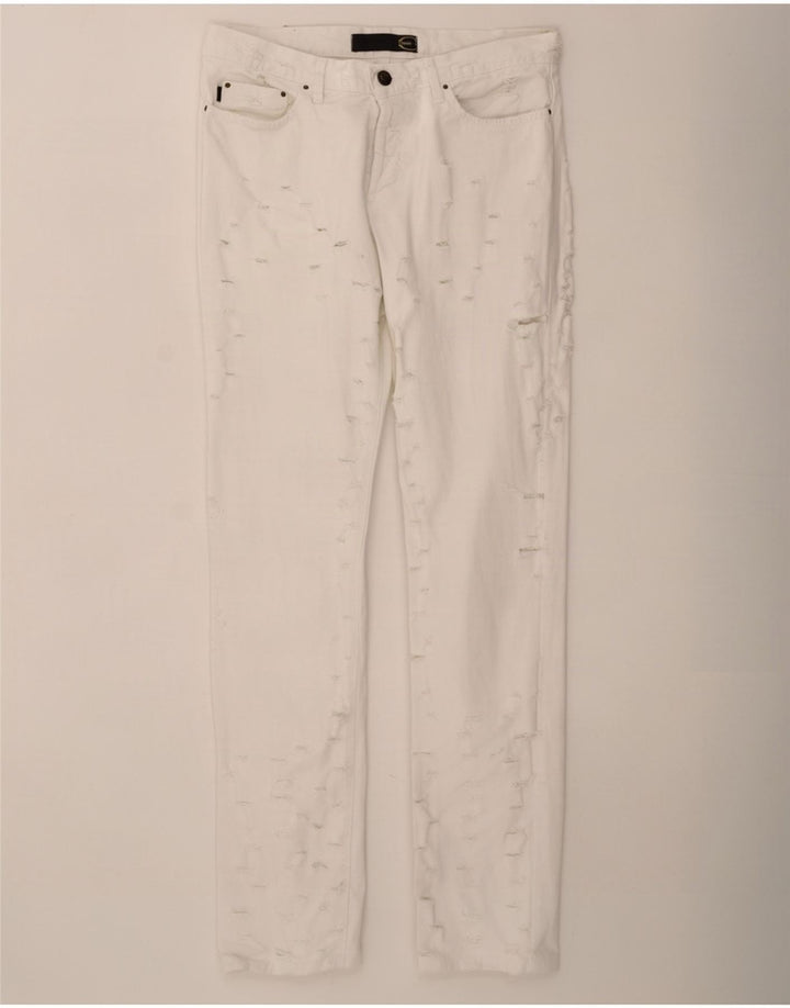 Jeans slim invecchiati Just Cavalli da donna W32 L30 bianchi