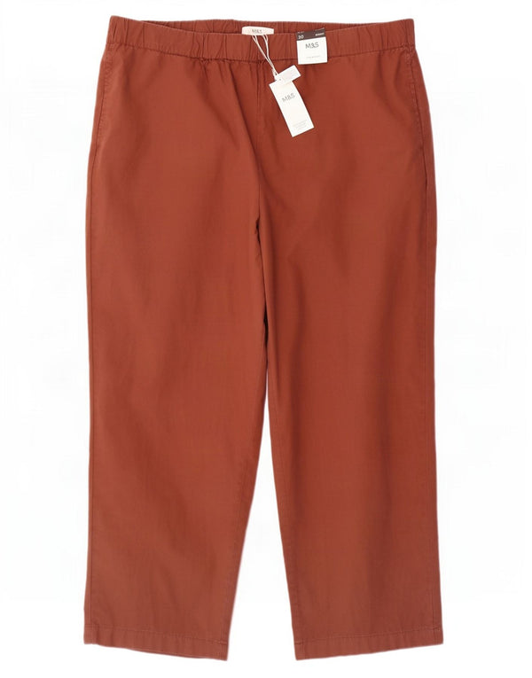 Marks & Spencer Womens High Waist Casual Trousers UK 20 2XL W40 L26 Brown