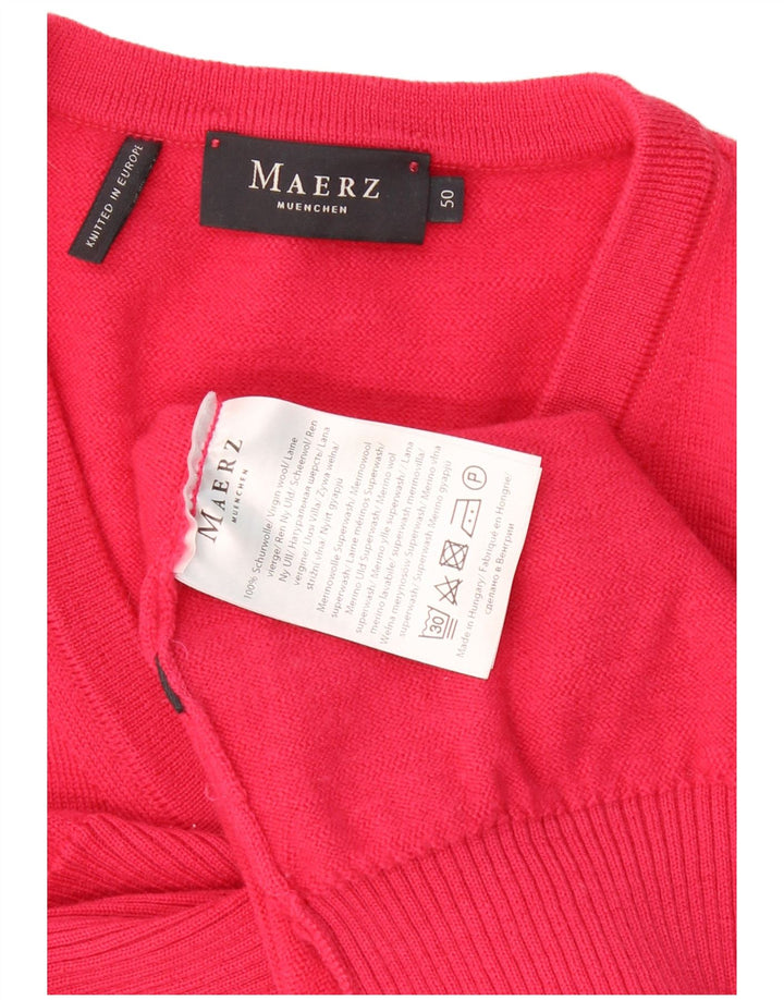 MAERZ MUENCHEN Mens V-Neck Jumper Sweater IT 50 Medium Pink Virgin Wool