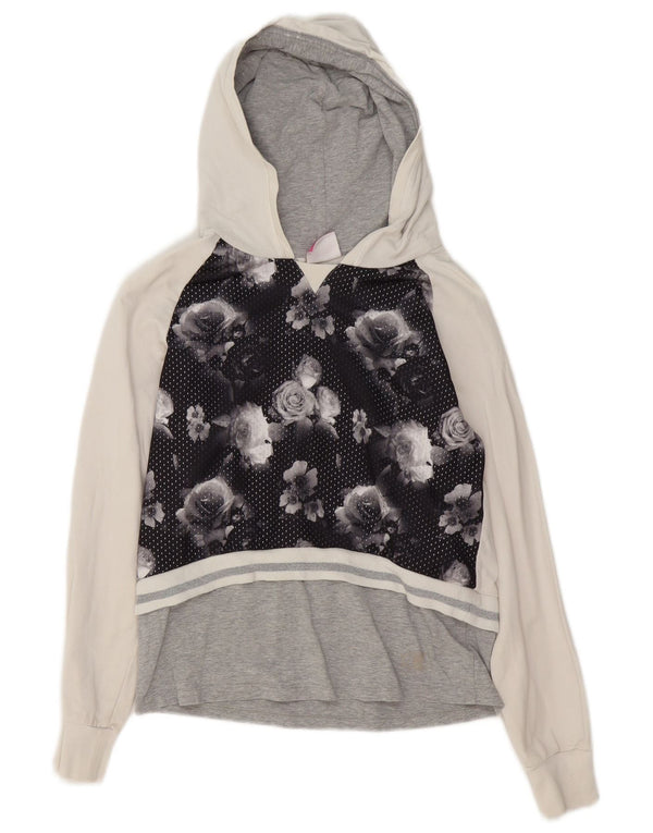 Maglione con cappuccio per ragazze Champion, 11-12 anni, cotone floreale grigio grande