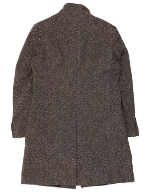 Cappotto Zara da uomo lungo dal taglio classico UK 40 grande a spina di pesce grigio