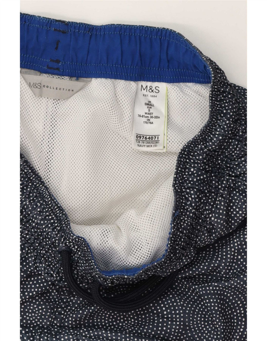 Pantaloncini da bagno da uomo Marks & Spencer piccoli in poliestere geometrico blu navy
