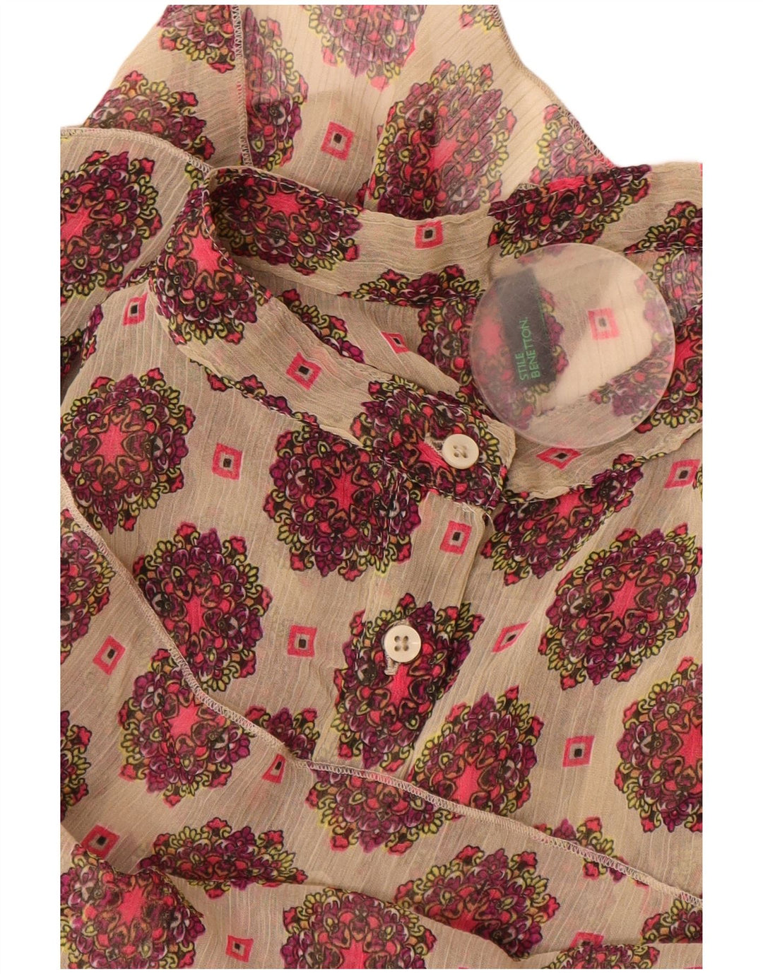 Abito a trapezio da donna Benetton UK 12 Beige medio floreale