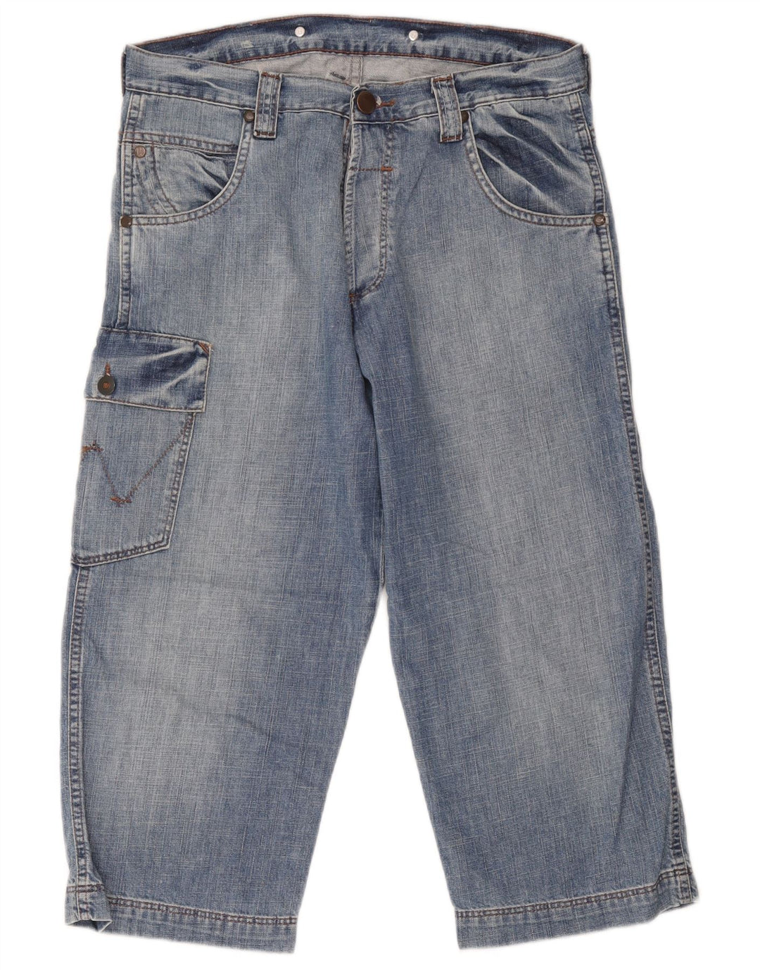 Pantaloncini cargo in denim da uomo Wrangler W30 cotone blu medio
