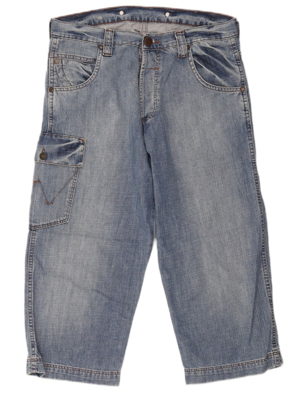 Pantaloncini cargo in denim da uomo Wrangler W30 cotone blu medio