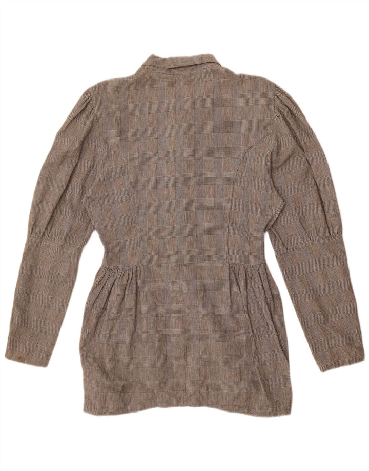 Camicia Benetton Donna IT 46 Large Grigio Check Cotone