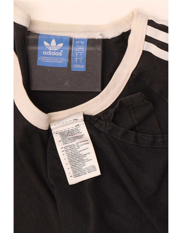 Top Adidas da uomo a maniche lunghe grande in cotone color block nero
