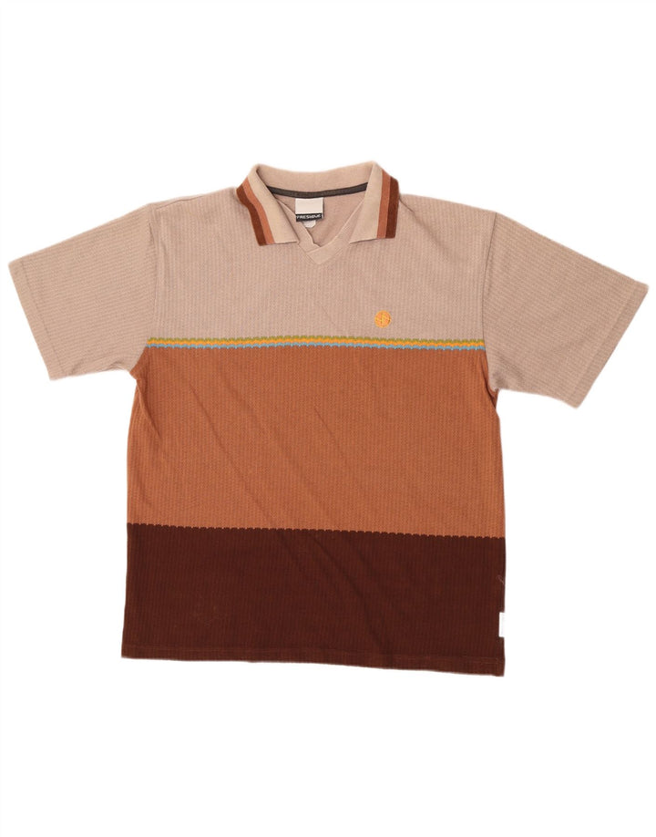 Polo vintage da uomo in cotone a righe multicolori medie