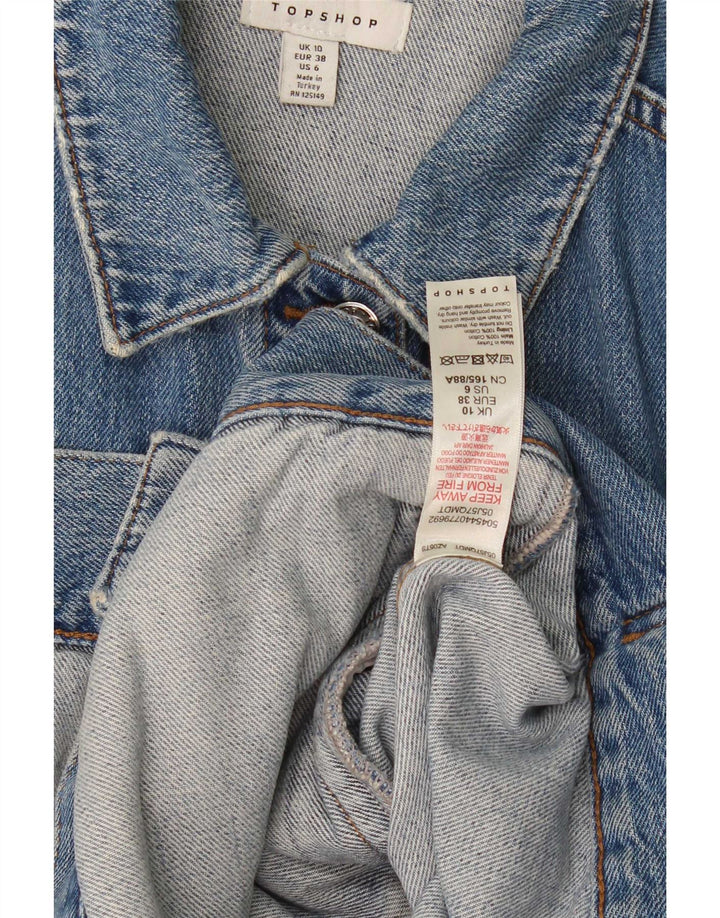 Topshop Giacca di jeans oversize da donna UK 10 Small Blue Cotton