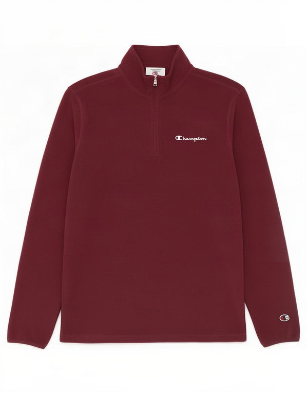 Champion Mens Zip Neck Fleece Jumper Small Burgundy Polyester
