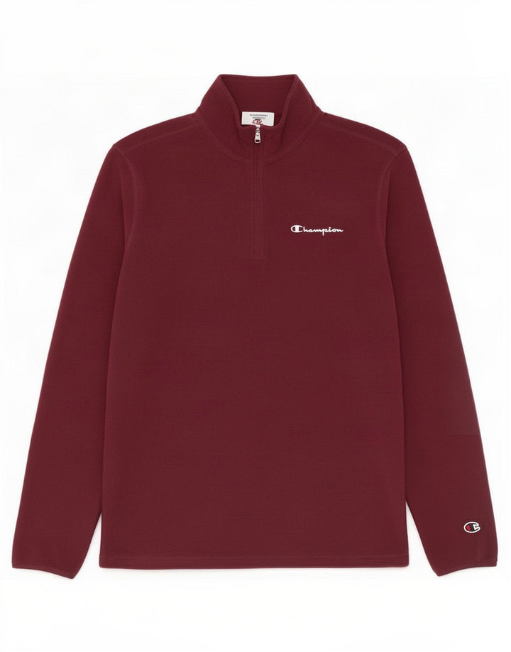 Maglione in pile da uomo Champion con zip e collo piccolo in poliestere bordeaux