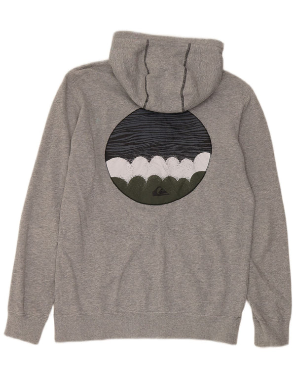 Maglione con cappuccio e zip grafica da uomo Quiksilver piccolo in cotone chiazzato grigio