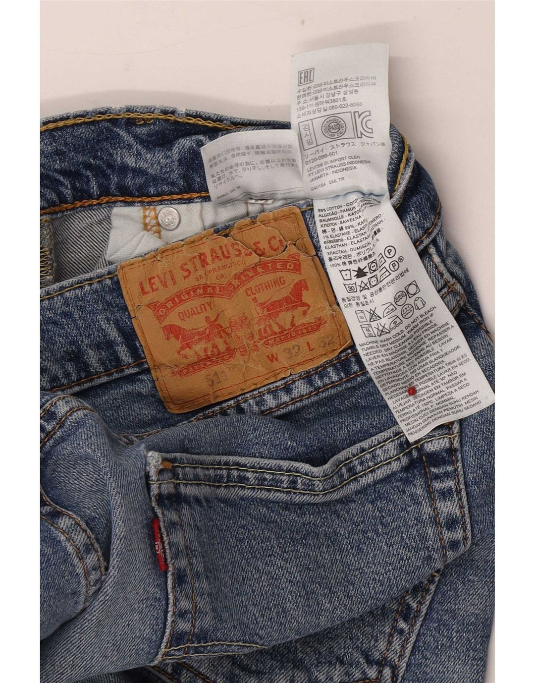 Levi's Uomo 511 Slim Jeans W32 L32 Cotone Blu