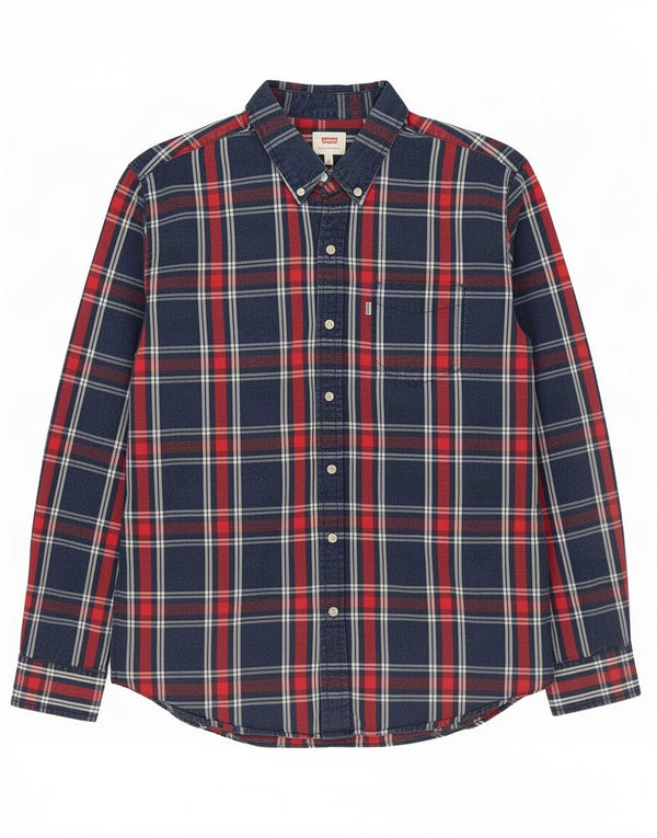 Camicia da uomo Levi's Large in cotone a quadri blu navy