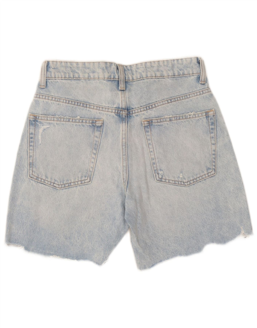 Pantaloncini in denim invecchiato da donna Zara EU 36 XS W26 cotone patchwork blu