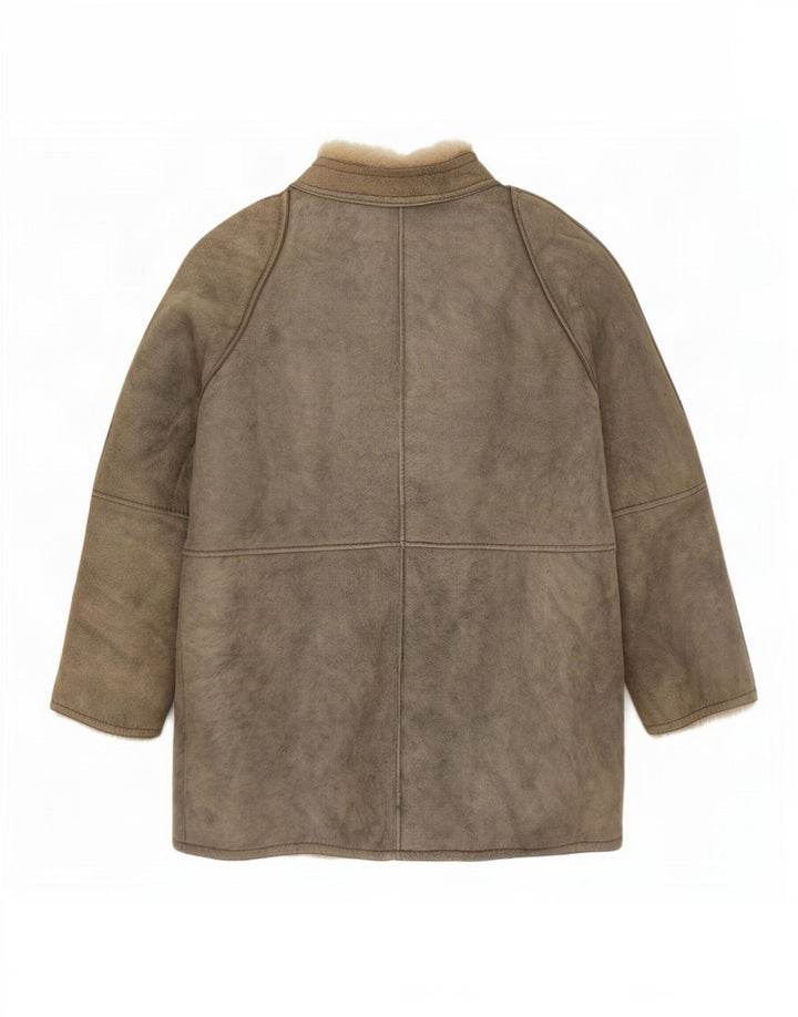 Giacca in shearling vintage da donna IT 46 grande grigia