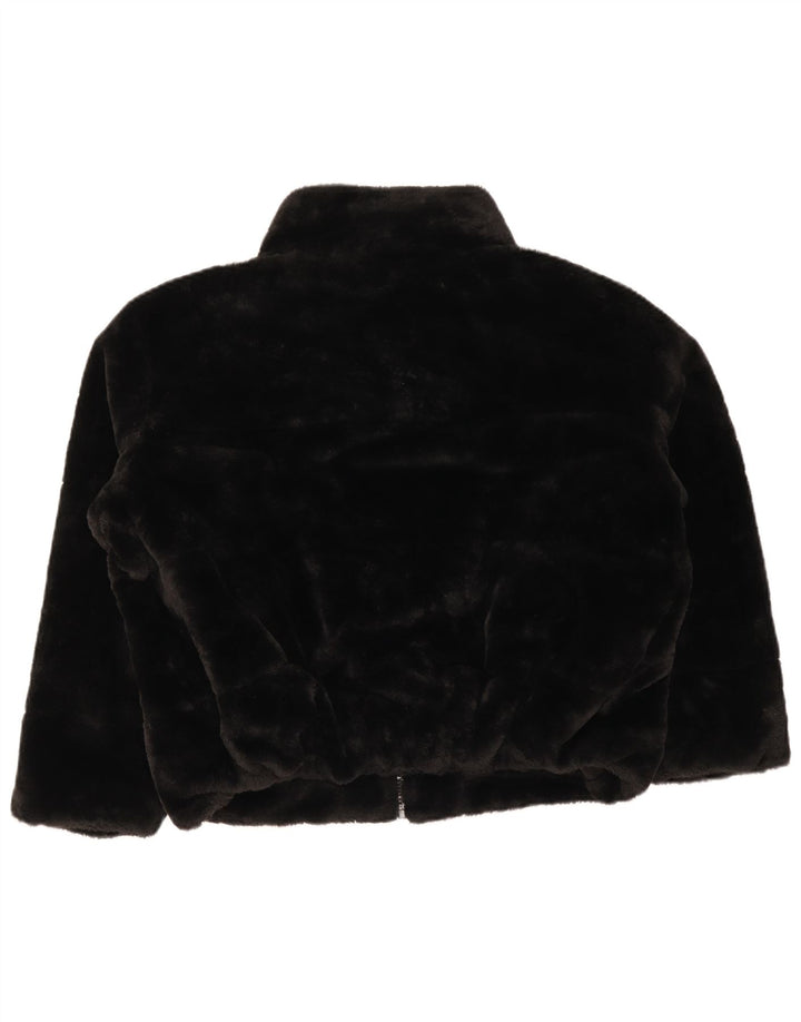 Giacca da donna in pelliccia sintetica Zara UK 16 grande poliestere nero