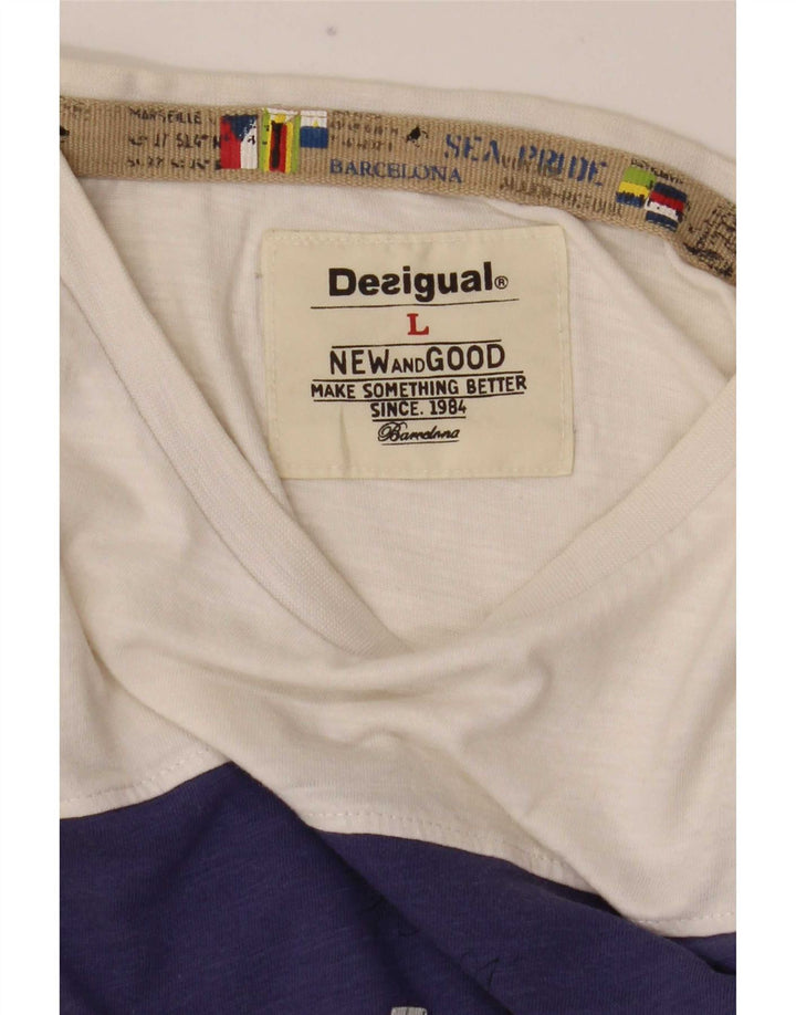 Desigual T-shirt grafica da uomo Top Large White Colourblock