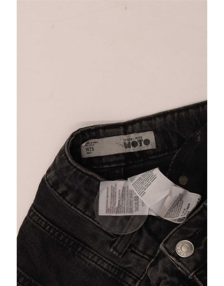 Topshop Pantaloncini di jeans invecchiati da donna W26 piccoli in cotone nero