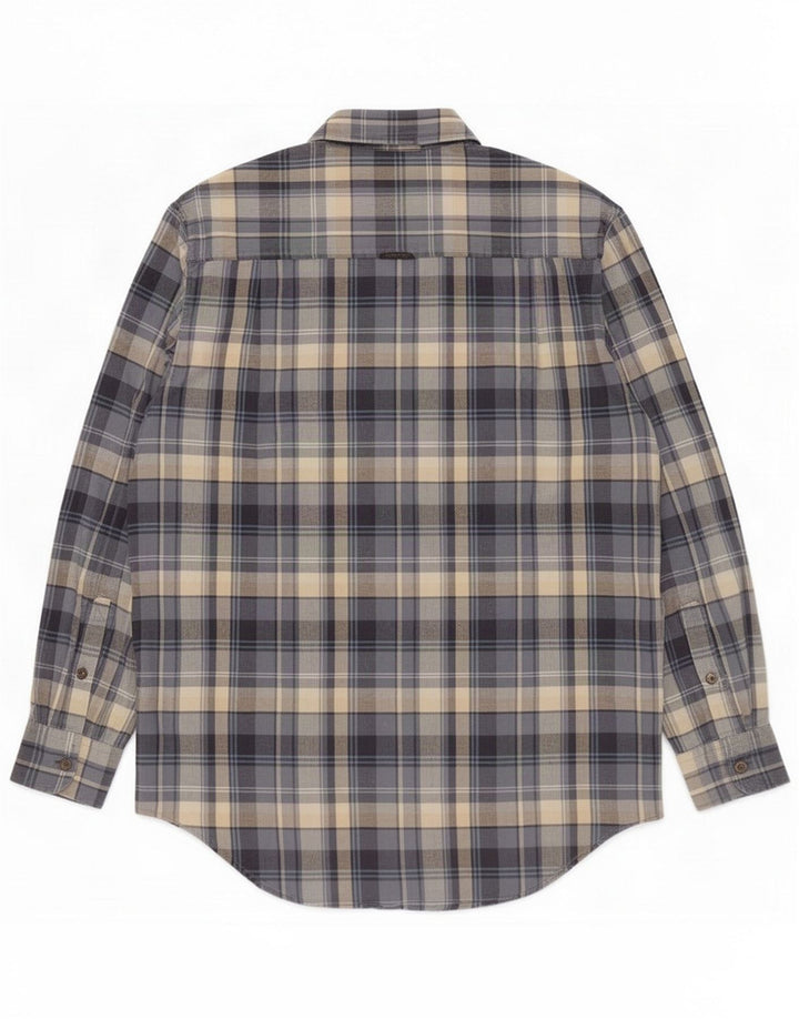 Camicia in flanella da uomo Timberland in cotone scozzese blu medio