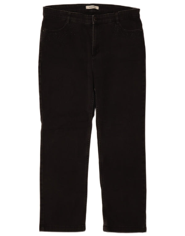 Jeans dritti da donna Marks & Spencer UK 16 Large W36 L28 Cotone nero