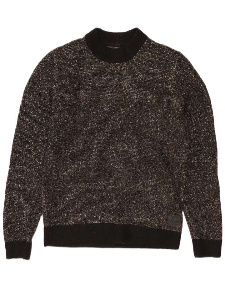 JACK & JONES Maglione maglione girocollo da uomo Poliestere mélange nero medio