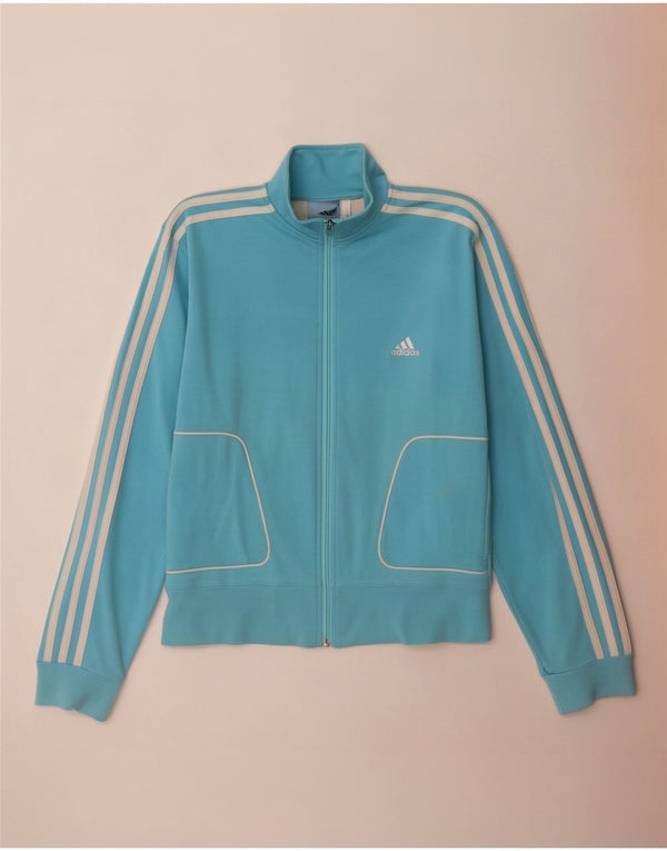 Giacca da ginnastica da donna Adidas UK 12 cotone blu medio