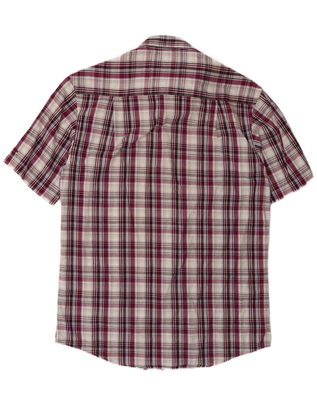 Camicia a maniche corte da uomo James Pringle in cotone a quadri viola piccolo