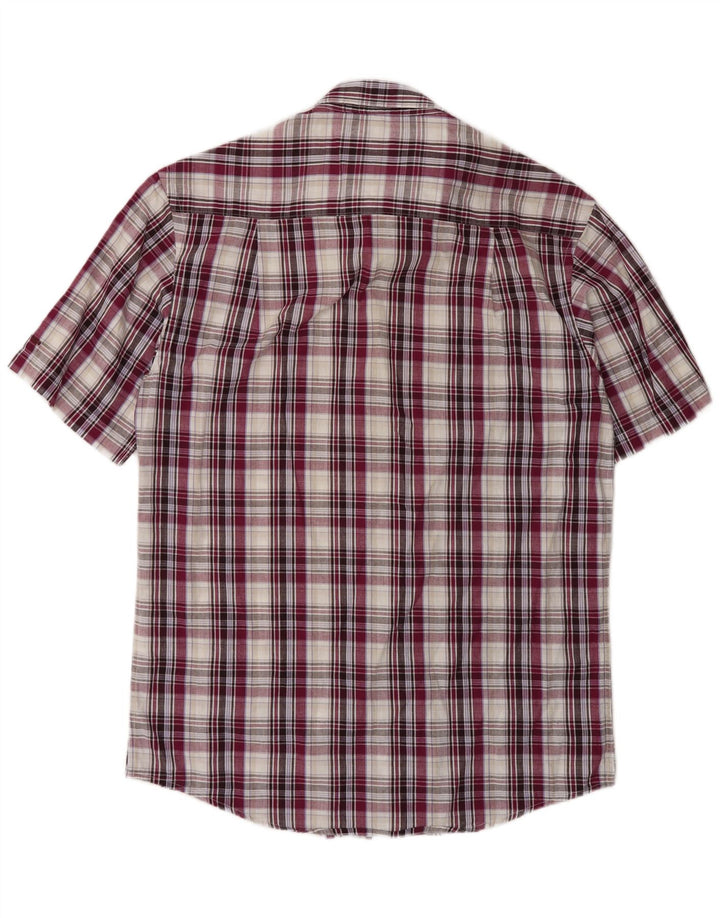 Camicia a maniche corte da uomo James Pringle in cotone a quadri viola piccolo
