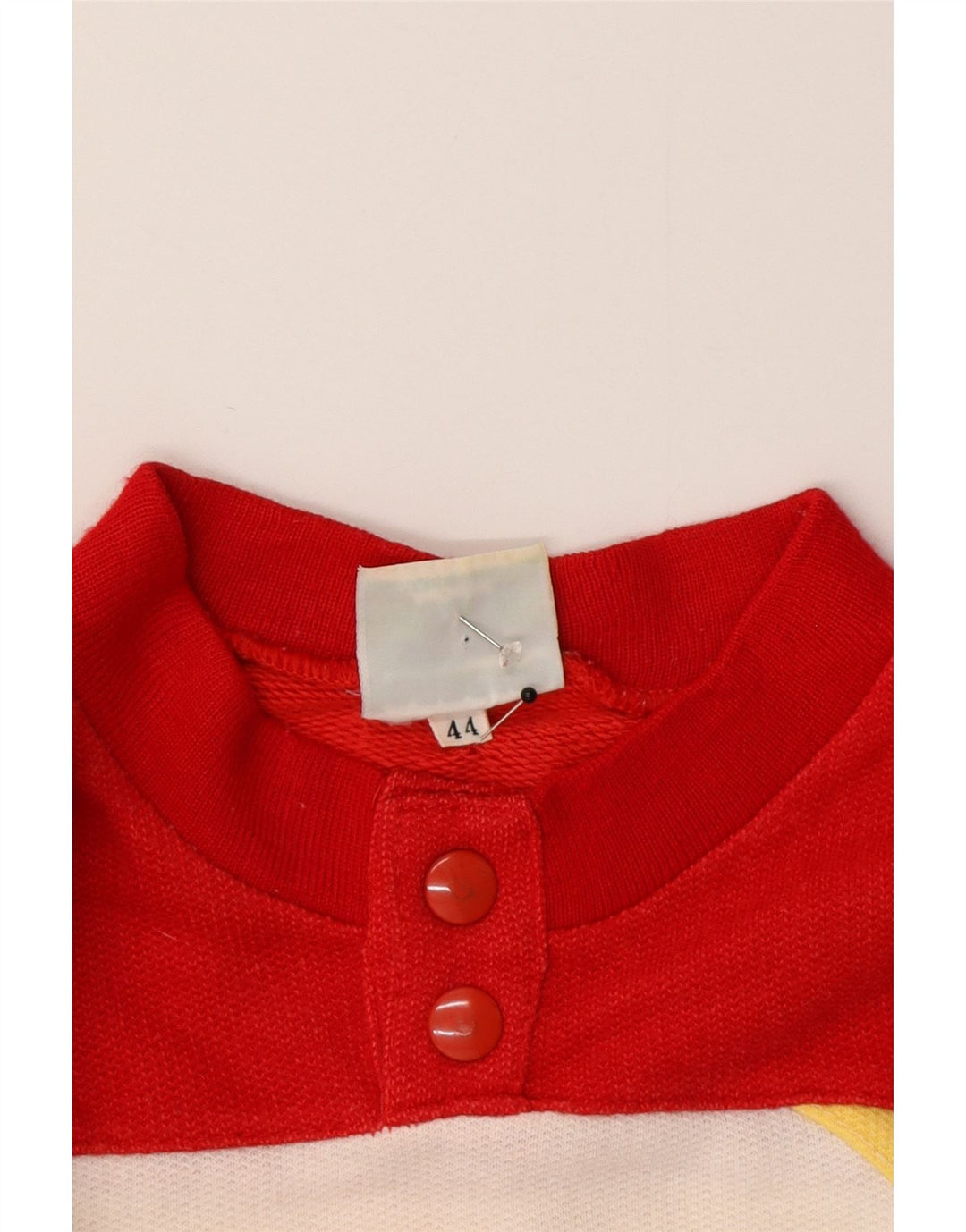 Felpa vintage da donna con collo abbottonato IT 44 Colorblock bianco medio